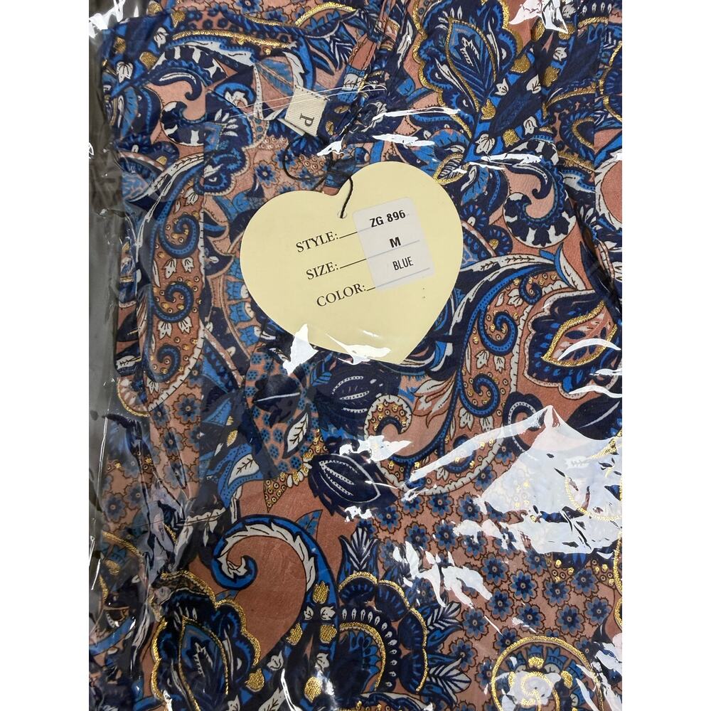 Blue Paisley Open Kaftan Maxi Cover-Up - Picture 7 of 7